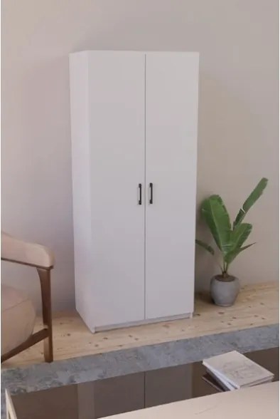 Armadio Guardaroba 74x45x182 Con Barra Appendiabiti Brando Bianco