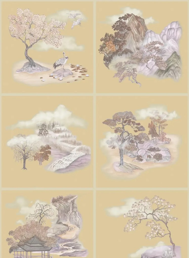 Cole & Son Tapete Tile Toile - Gilded Autumnal