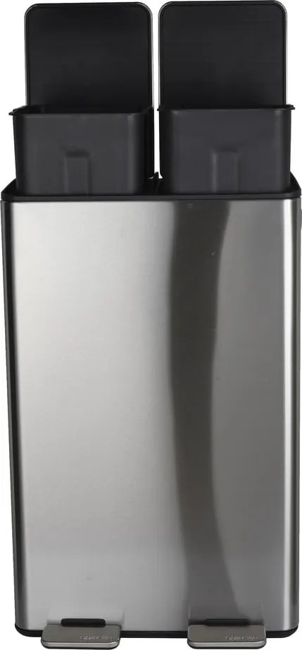 Cestino per la spazzatura color argento opaco in acciaio per raccolta differenziata/con pedale 2x30 l Aliya – Spirella