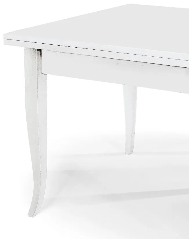 Tavolo SANTA CROCE in legno bianco allungabile a libro 80×80 cm – 160×80 cm