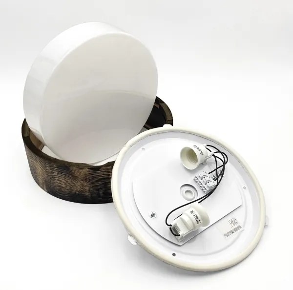 Plafoniera bagno OAK SMOKY 2xE27/15W/230V IP54 Ø27,5 cm rovere/marrone