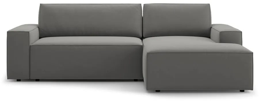 Divano angolare grigio chiaro allungabile/con contenitore (con penisola a destra/con chaise lounge) con rivestimento in velluto Jodie – Micadoni