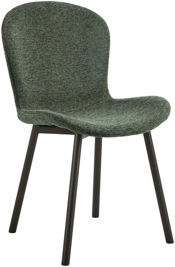 FIORA Verde (tessuto Apia 352) / telaio nero - MODERNA SEDIA IMBOTTITA CINIGLIA PER SALONE/SALA DA PRANZO