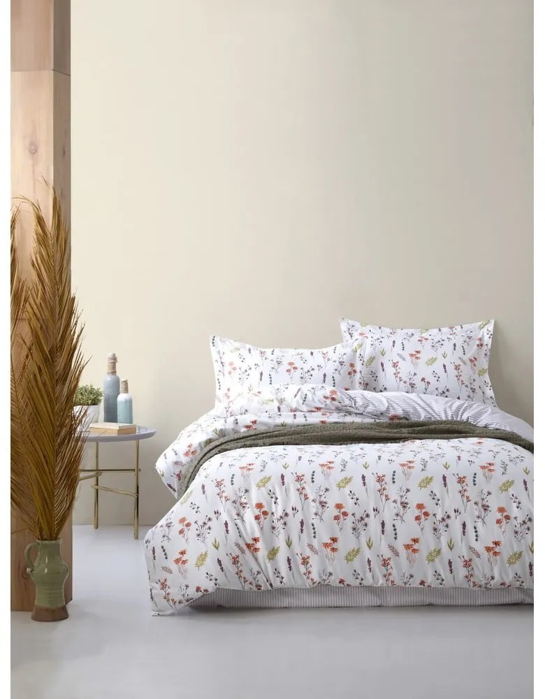 Set copripiumino e federa bianco in cotone renforcé per letto matrimoniale ed esteso 240x220 cm Floral Dance Autumn – Mila Home Luxury
