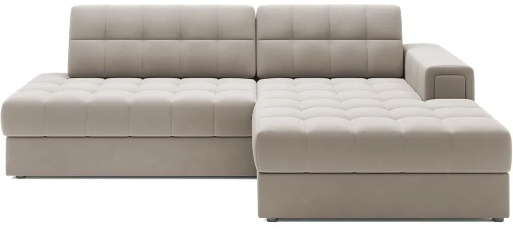 Divano angolare beige allungabile (con penisola a destra/con chaise lounge) con rivestimento in velluto Blezalt – ELTAP