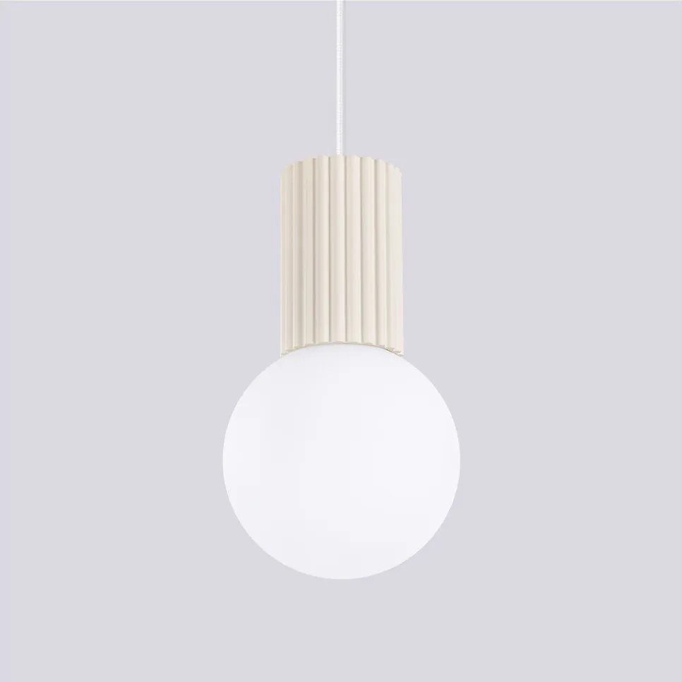 Lampadario color crema con paralume in vetro ø 12 cm Orbital – Sollux