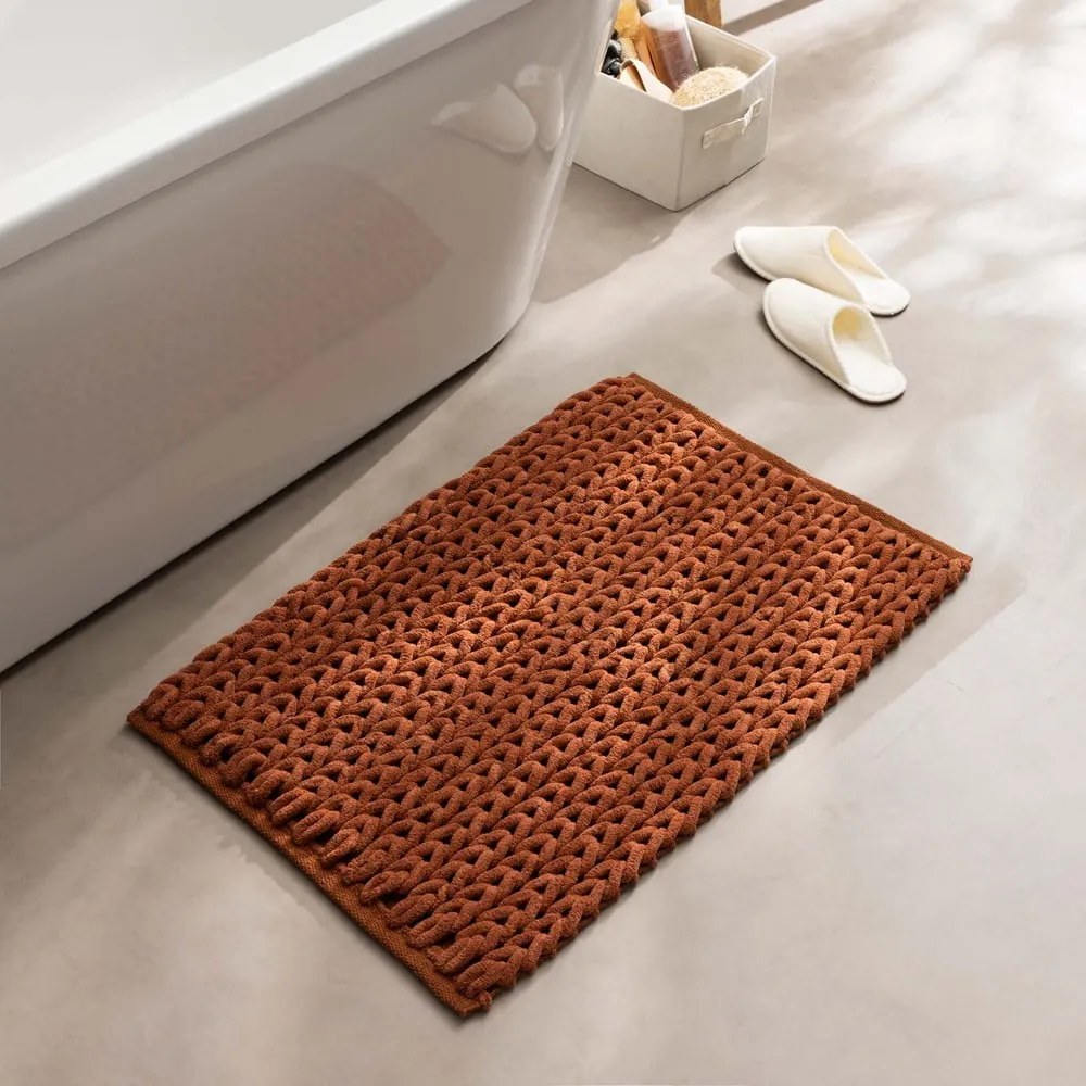 Tappetino per il bagno color terracotta 50x80 cm Ariel – douceur d'intérieur