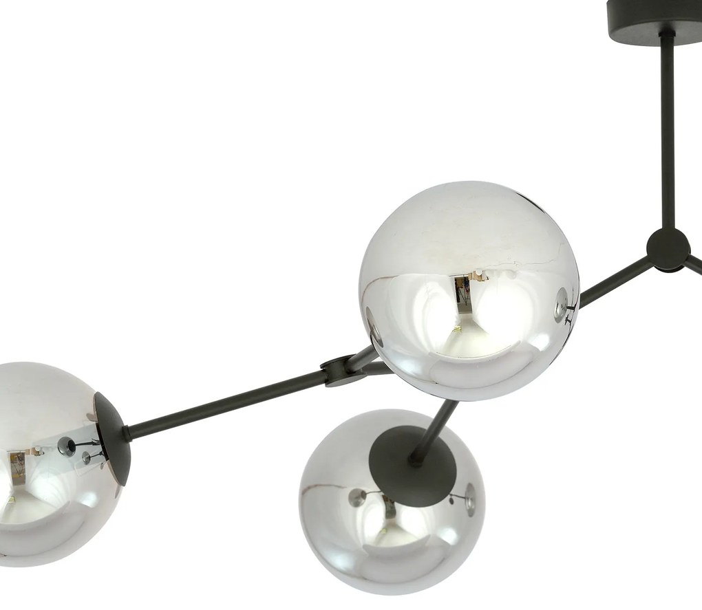 Plafoniera Minimal Iperione Acciaio Nero Grigio 6 Luci E14 Ip20