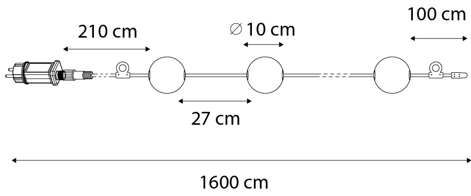 Catena luminosa da esterno moderna 8M con 14 luci LED - Malai