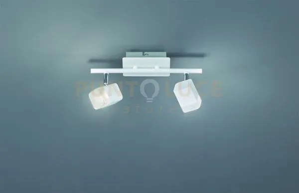 Roubaix barra 2 spots led 7w 800lm, 3000k quadrati metallo bianco l...