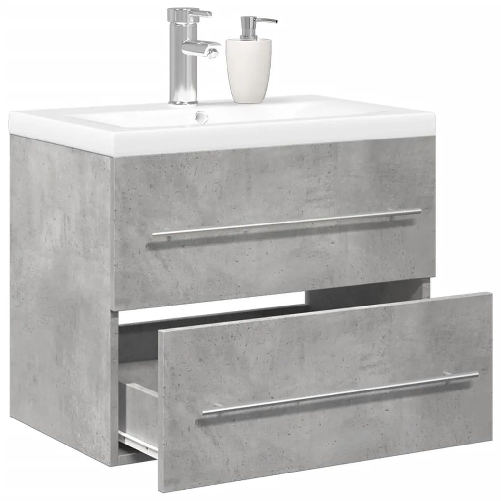 Set Mobili Da Bagno 2 Pz Grigio Cemento İn Legno Multistrato /
