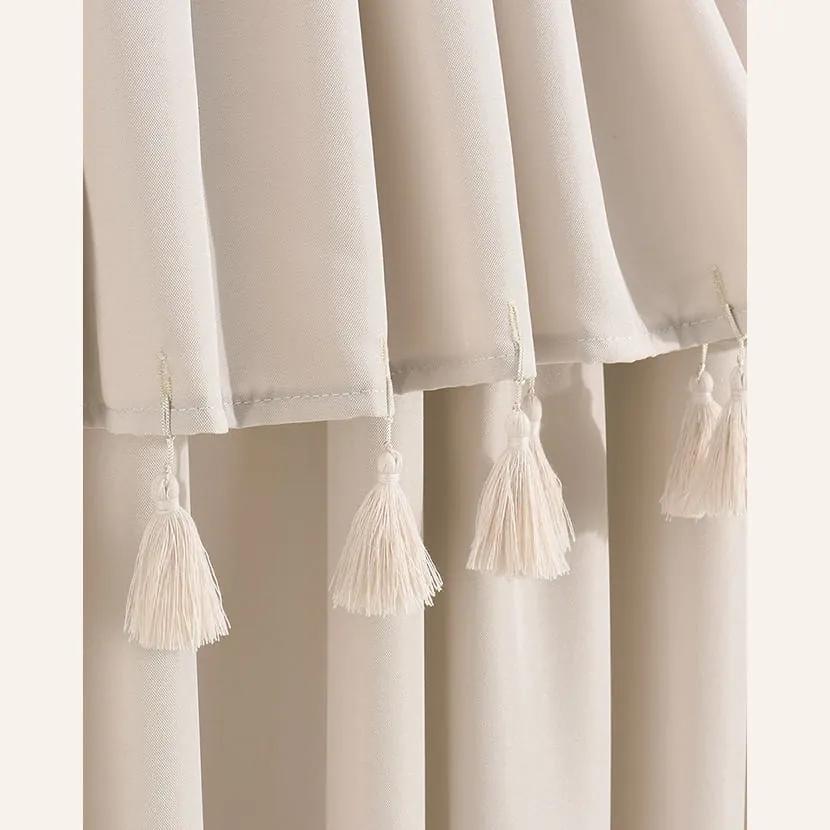 Tenda beige Astoria con nappe su nastro di legatura 140 x 250 cm