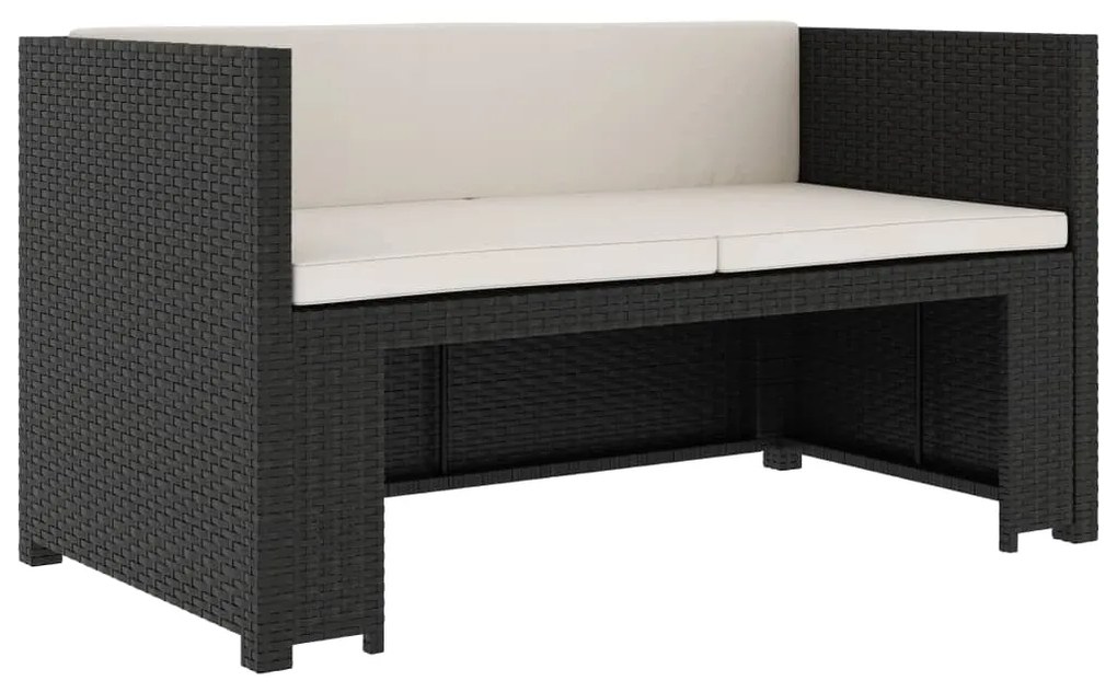 Set divani da giardino 5 pz con cuscini in polyrattan nero