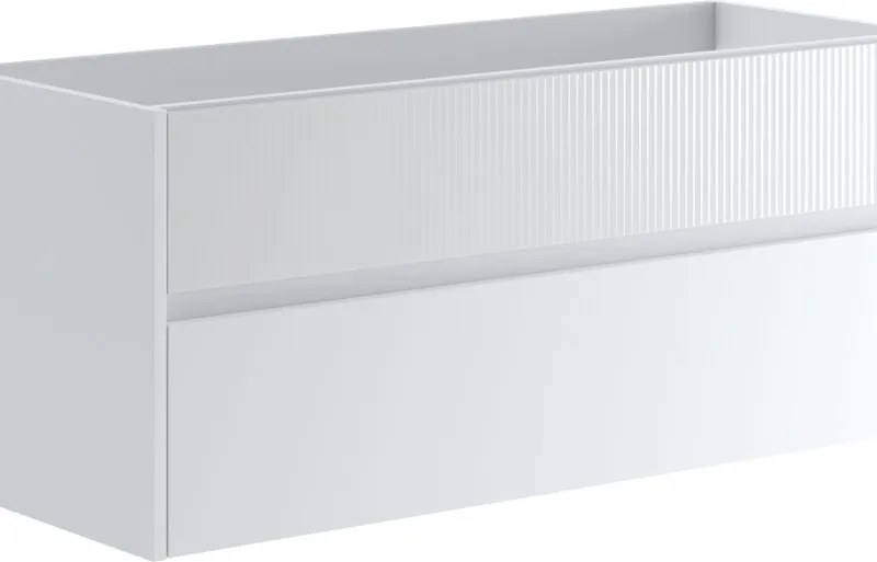 Mobile da bagno sospeso sotto lavabo Niwa 2 cassetti ideale per doppia vasca L119.5 x H50 x P45.5cm bianco opaco cannettato