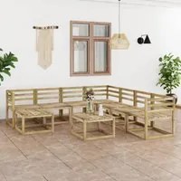 Set Salotto da Giardino 9 pz in Legno di Pino Impregnato Verde 3065313