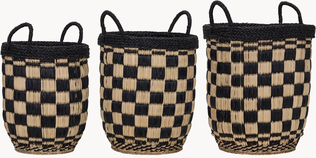Set di 3 cestini portaoggetti intrecciati a mano Basked