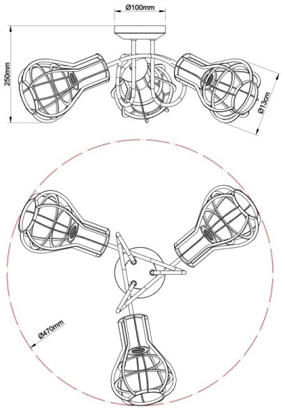 Globo 15388-3D - Faretto CLASTRA 3xE27/40W/230V