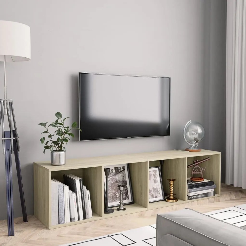 Libreria/mobile tv rovere sonoma 143x30x36 cm