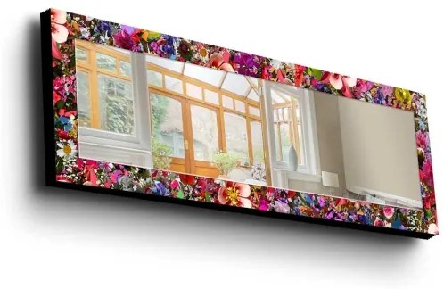 Specchio da parete 120x40 cm pino/fiori