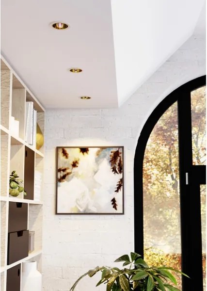 Eglo 902299-LED RGBW Plafoniera dimmerabile per controsoffitto con vetro fumé YEBRA-Z LED/4,8W/230V IP44 bianco/oro