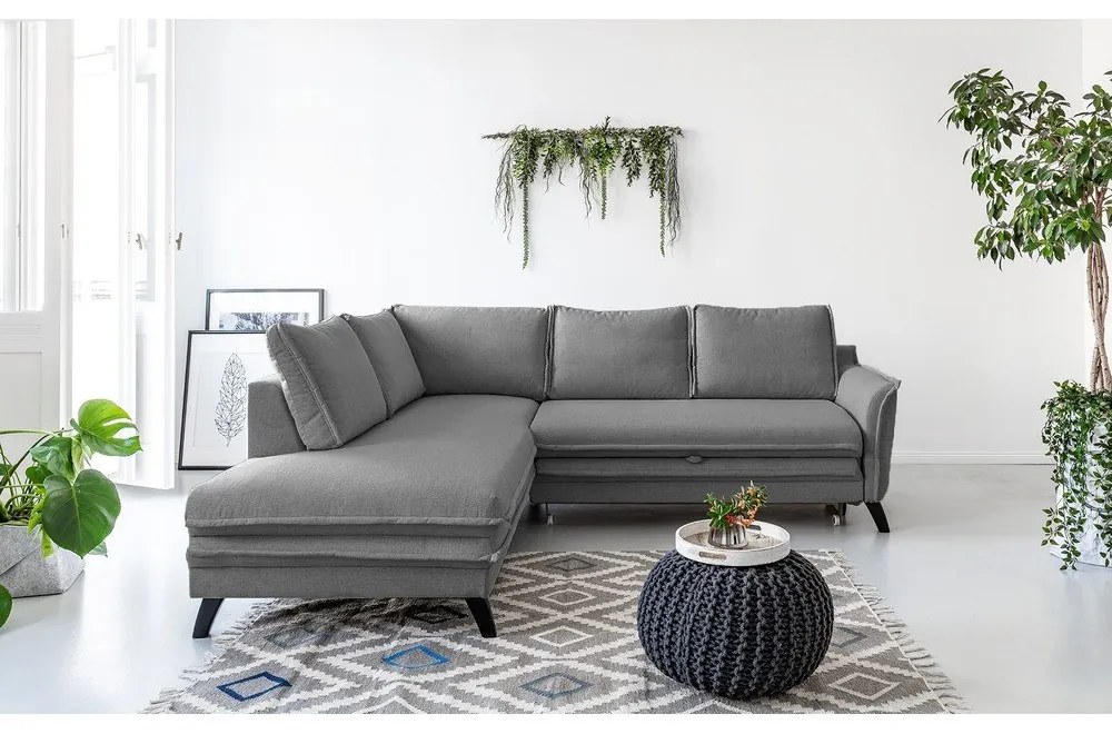 Divano letto angolare grigio L, angolo sinistro Charming Charlie - Miuform