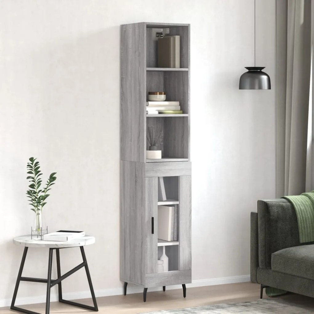 Credenza Grigio Sonoma 34,5x34x180 cm in Legno Multistrato