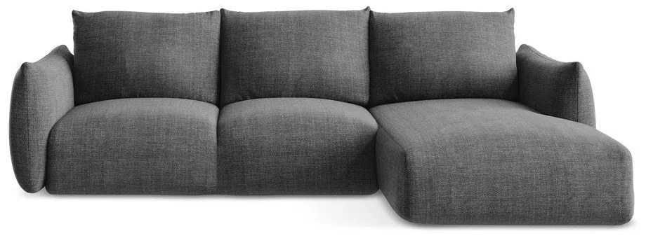 Divano angolare grigio scuro allungabile (con penisola a destra/con chaise lounge) Leila – Makamii