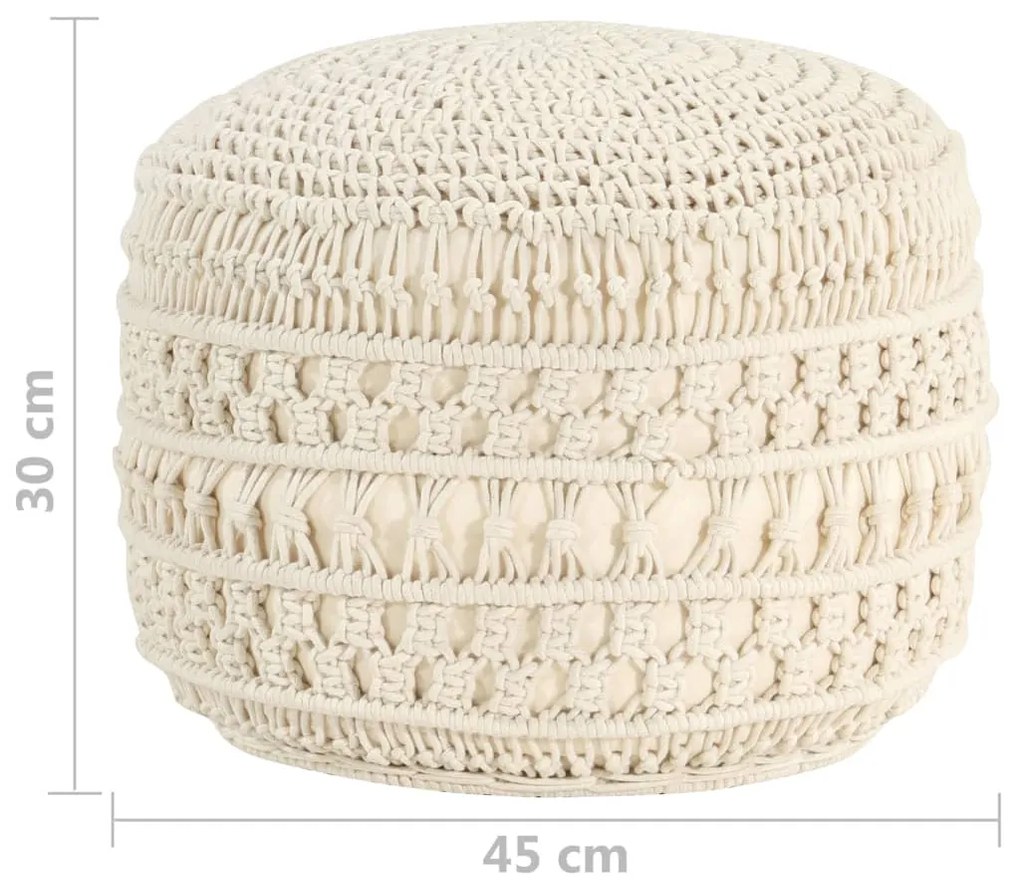 Pouf lavorato a mano in macramé 45x30 cm in cotone