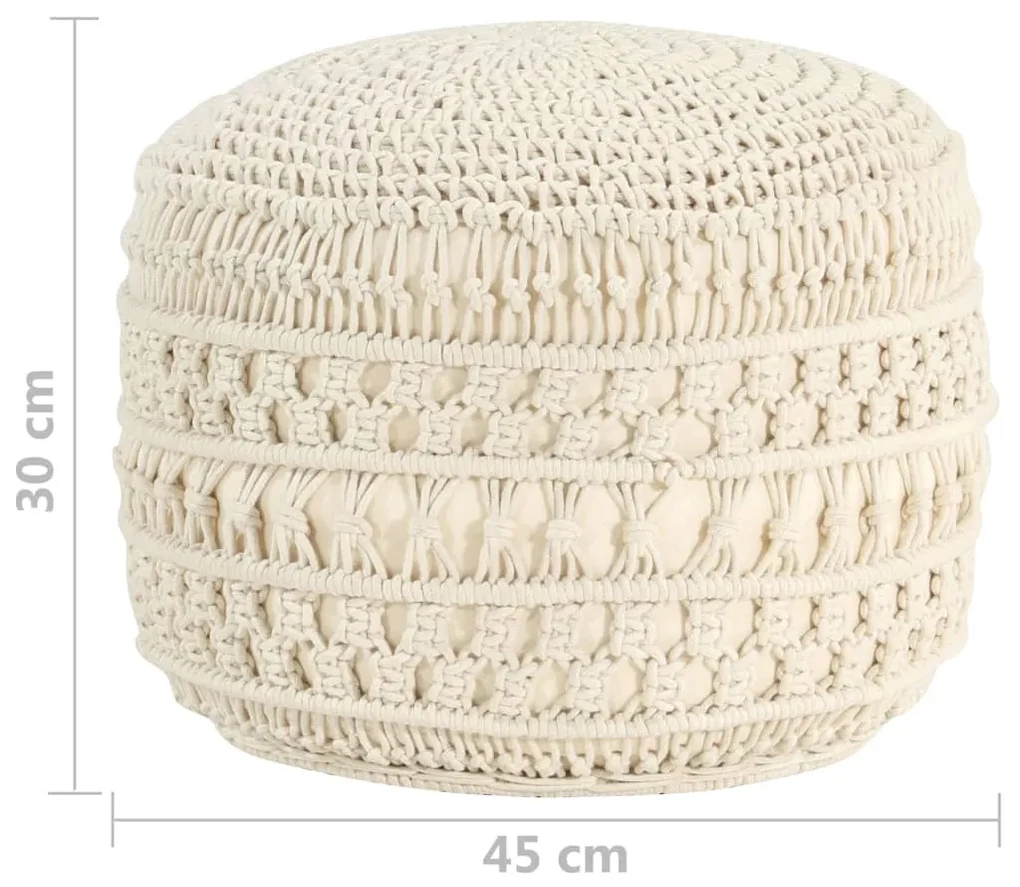Pouf lavorato a mano in macramé 45x30 cm in cotone