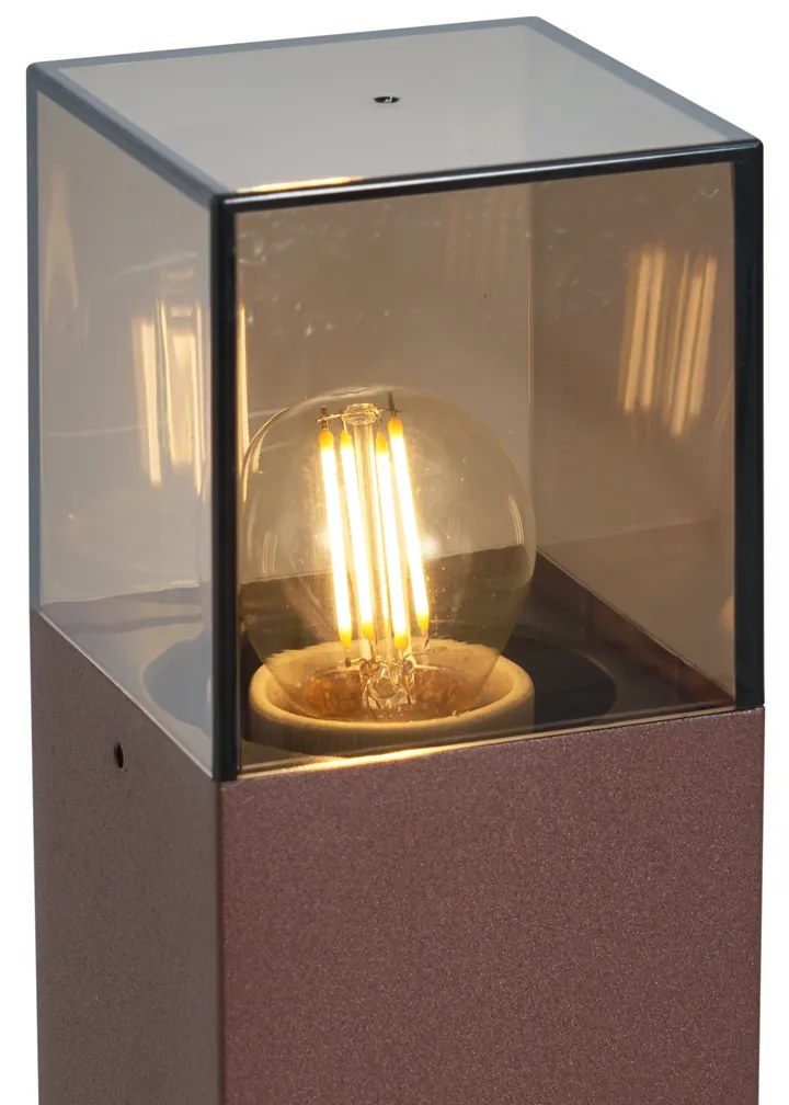 Lampada da esterno industriale color marrone ruggine con vetro fumé 70 cm con sensore crepuscolare IP44 - Denmark