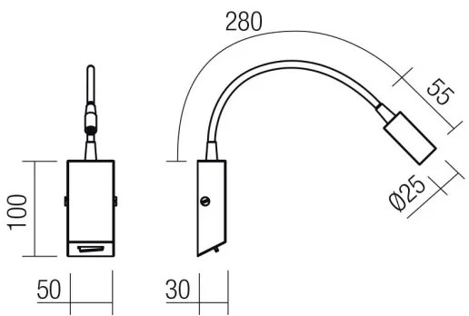 Redo 01-4802 - Lampada flessibile HELLO LED/3W/230V colore bronzo
