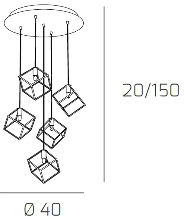 Sospensione Moderna Frame Metallo Cromo 5 Luci G9