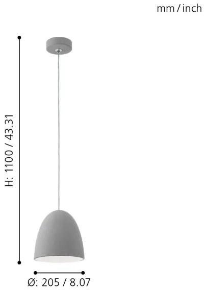 Eglo 92521 - Lampada a sospensione PRATELLA E27/60W/230V