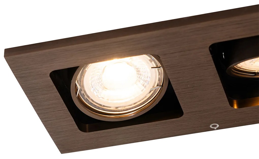 Faretto da incasso bronzo scuro rettangolare 2 luci orientabile e girevole - Qure