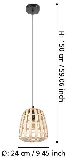 Eglo 390152 - Lampadario a sospensione con filo MONTEZUELO 1xE27/40W/230V diametro 24 cm bambù