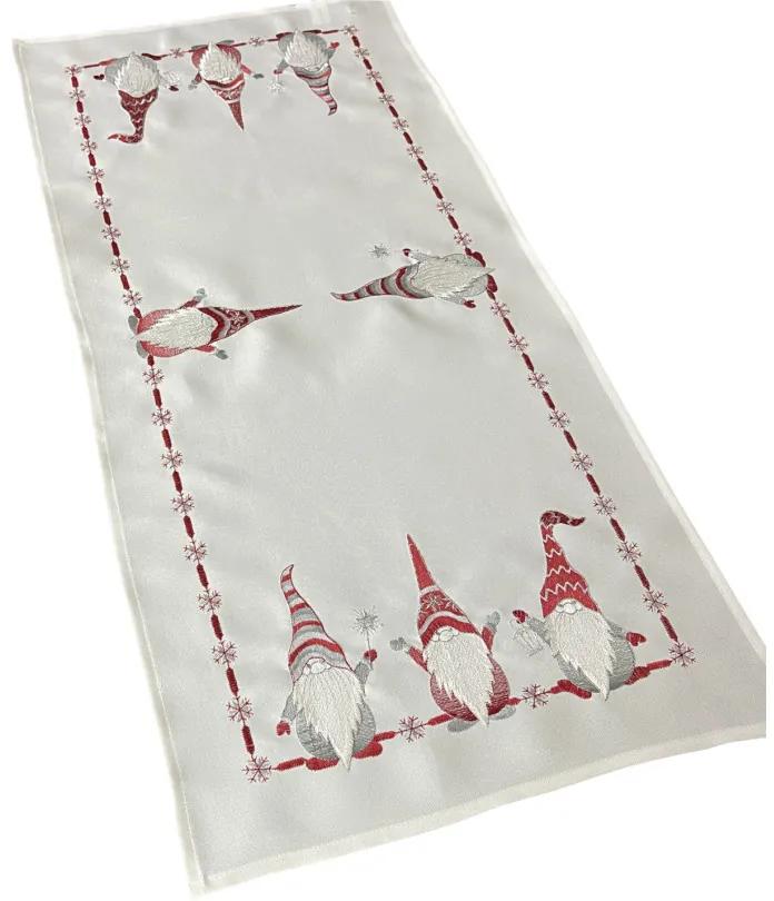 Stola natalizia bianca con ricamo elfo rosso Larghezza: 40 cm | Lunghezza: 160 cm