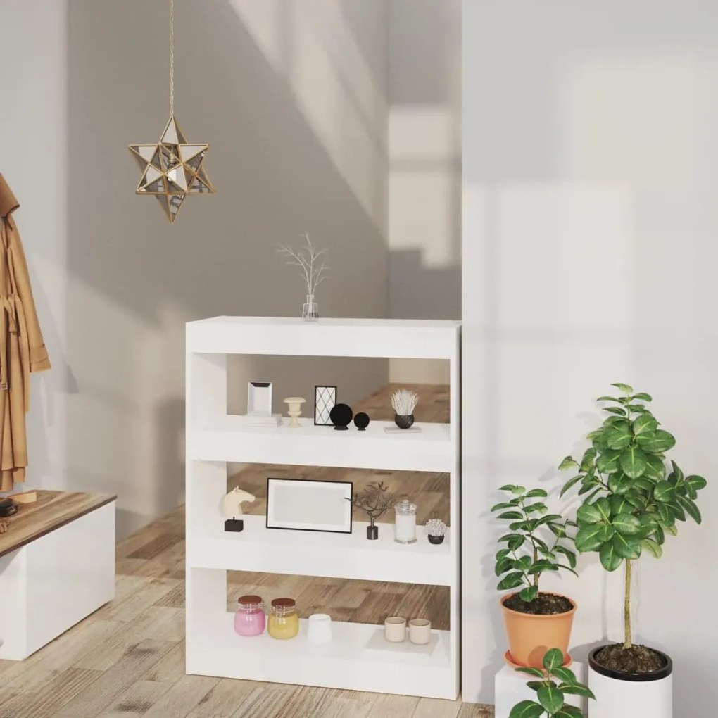 Libreria/divisorio bianco 80x30x103 cm in legno multistrato