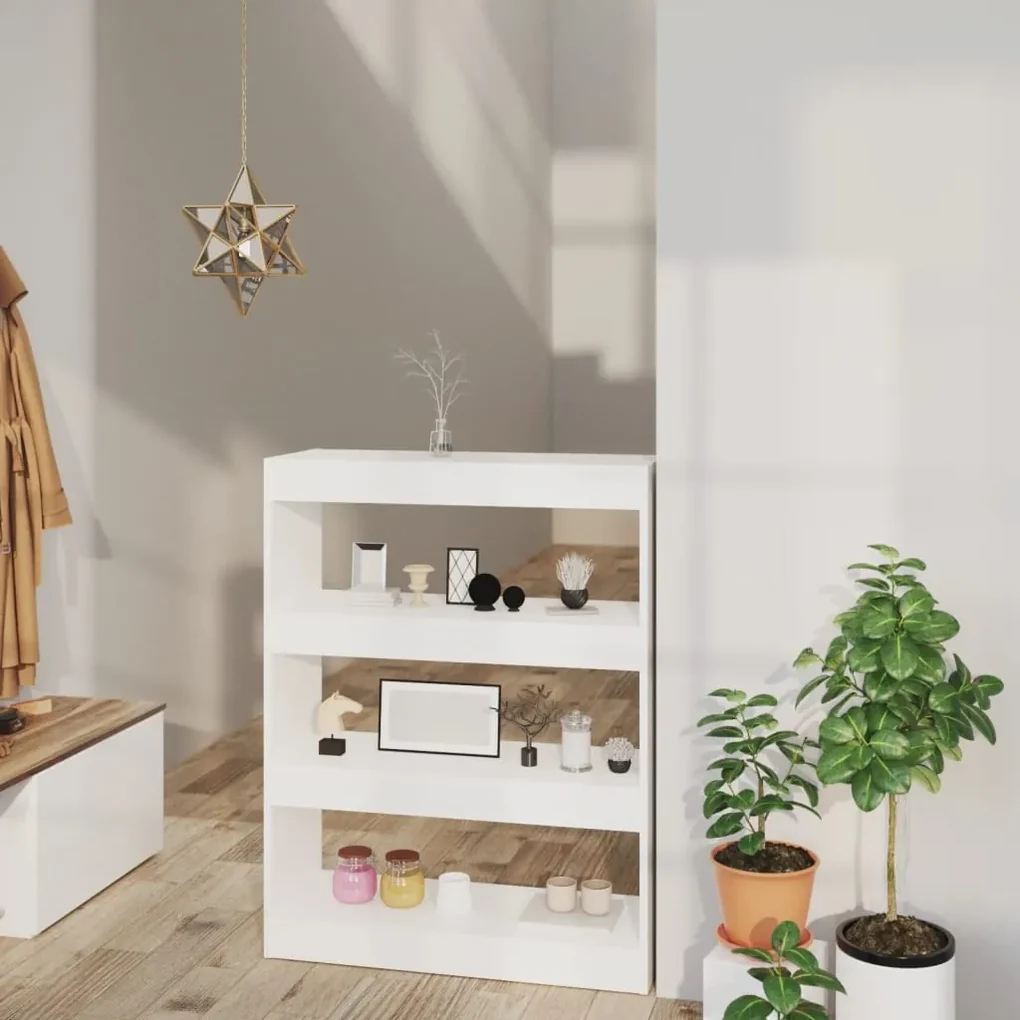 Libreria/divisorio bianco 80x30x103 cm in legno multistrato