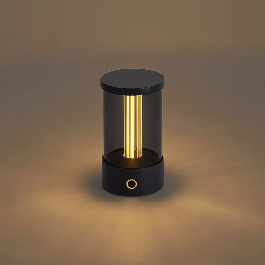 Lampada da tavolo da esterno nera ricaricabile con stazione di ricarica IP65 - Grill