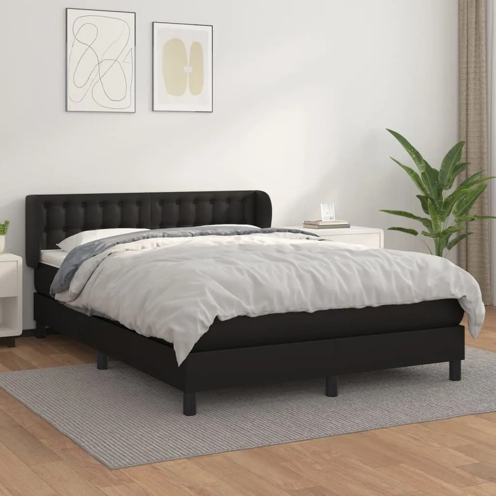 Giroletto A Molle Con Materasso Nero 140x190 Cm İn Similpelle /