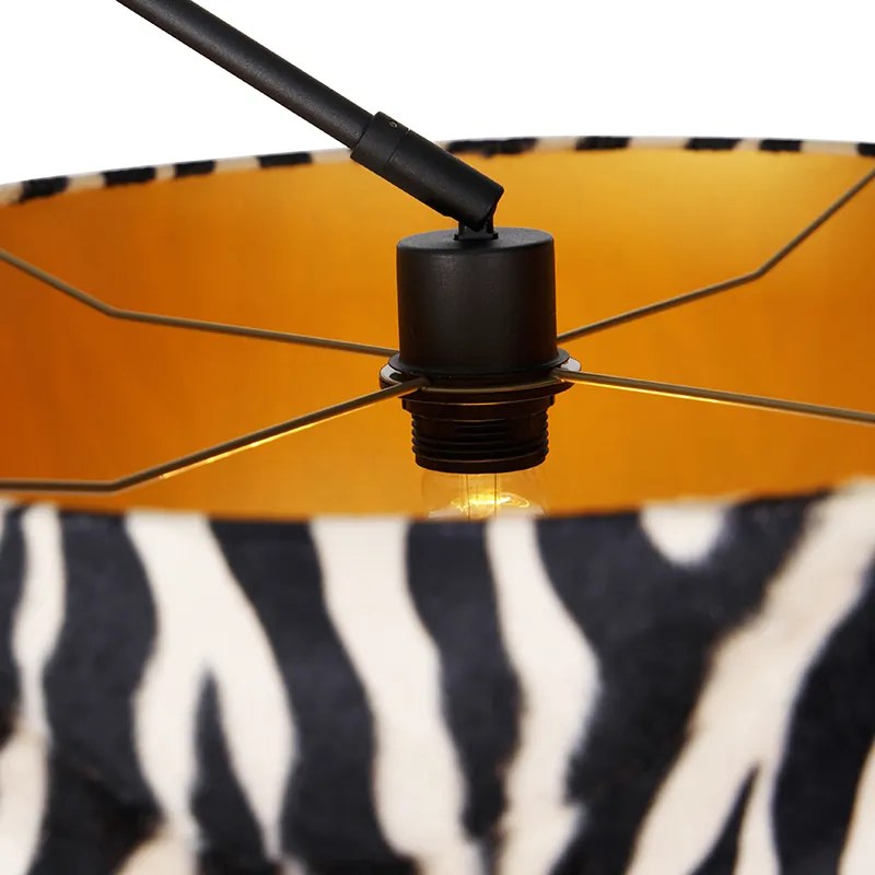 Lampada da terra nera con paralume a zebre 50 cm - Editor