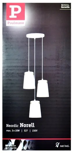 Paulmann 79627 - Lampadario a sospensione con filo NORELL 3xE27/20W/230V