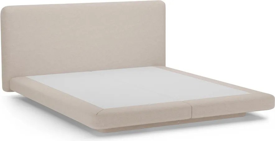 Letto matrimoniale imbottito marrone chiaro 200x200 cm Linea – Micadoni