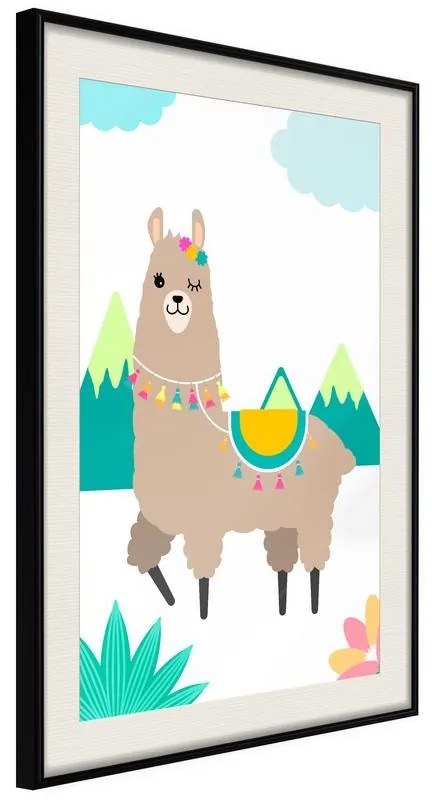 Poster  Playful Llama  Cornice Quadri Cornice nera con pass-partout, Larghezza x Altezza Home decor 30x45