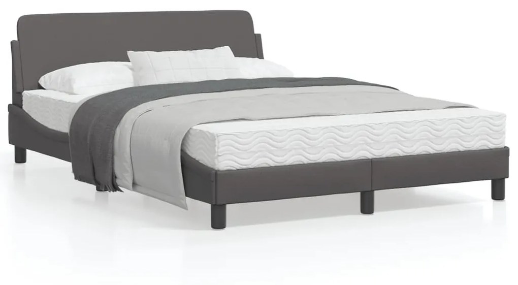 Giroletto Con Testiera Grigio 140x200 Cm İn Similpelle /
