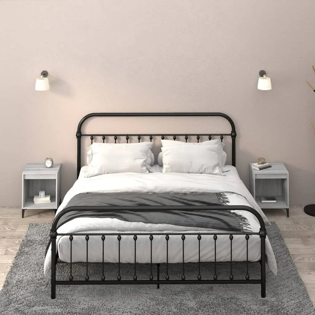 Comodino 2 Pz Grigio Sonoma 40x35x50 Cm /