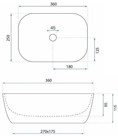 REA-U5667 - Lavabo da appoggio BELINDA MINI 25x36 cm ceramica/bianco lucido