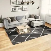 Tappeto Shaggy a Pelo Lungo Moderno Nero e Crema 200x280 cm 375415