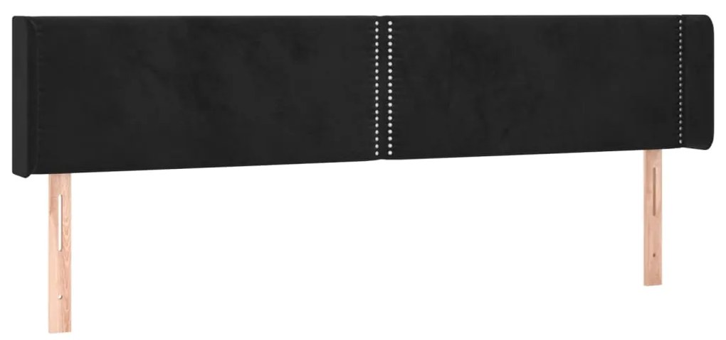 Testiera ad orecchio nera 163x16x78/88 cm in velluto