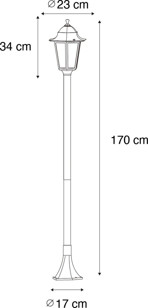 Lampada da esterno classica da terra verde scuro 170 cm IP44 - New Orleans